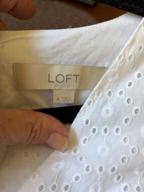 LOFT White Eyelet Cotton Top